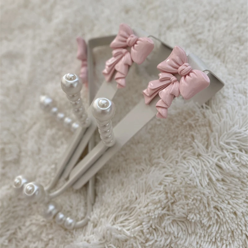 Iron Hook French Bow Pearl Double Door Rear Hangers Cabinet Door Clothes Hook Kitchen Hanger Rack Home Decor Organization