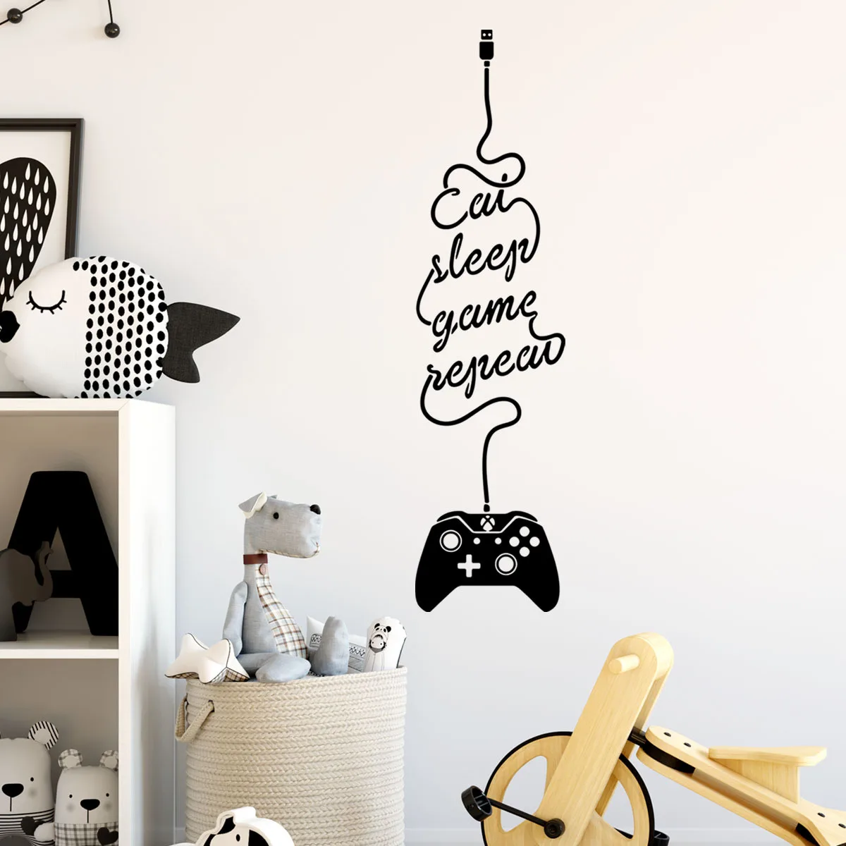 30*90cm English Slogan Game Handle Graffiti Wall Sticker Background Wall Living Room Bedroom Study Decoration Mural Wall Sticker 90cm manual hand roll twill silk graffiti scarf women heart curled square scarves echarpes foulards femme wrap bandana hijab