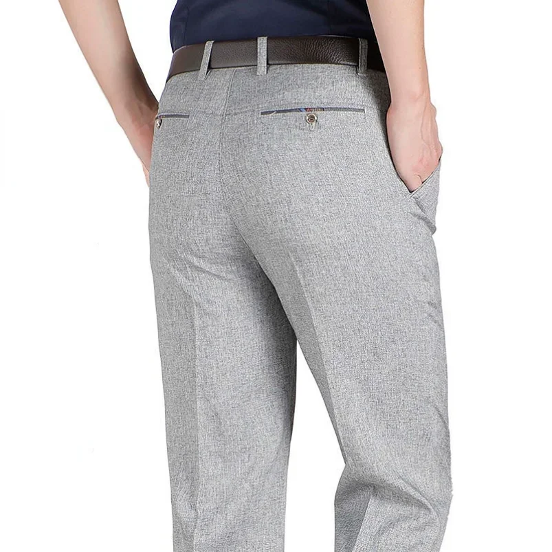 High Waist Men's Suit Pants High Quality Summer Straight Business Autumn Dress Formal Pants Big Size Classic Trousers YYQWSJ 5