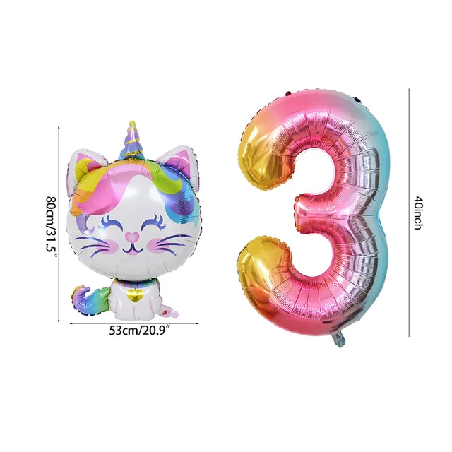 Ballon avec licorne arc-en-ciel et chiffre,décoration de style jouet pour  anniversaire d'enfant de 1, 2, 3 et 4 ans, pour fête à thème et mariage -  AliExpress