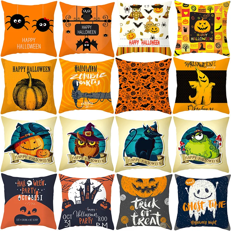 

Fall Decor Autumn Pillow Cover Halloween Decoration 18x18 Inch Spider Pumpkin Throw Pillows Trick or Treat Decorative Pillows