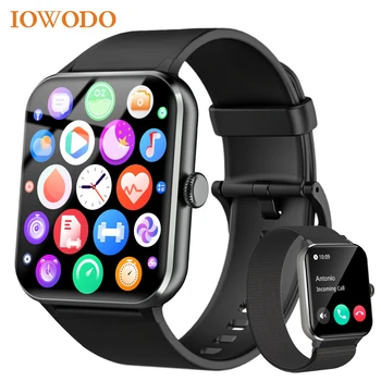 IOWODO Smart Watch 1.85” Full Touch HD Smartwatch Bluetooth Calling 100+ Sport Fitness Tracking Watch with Voice Assistant 1