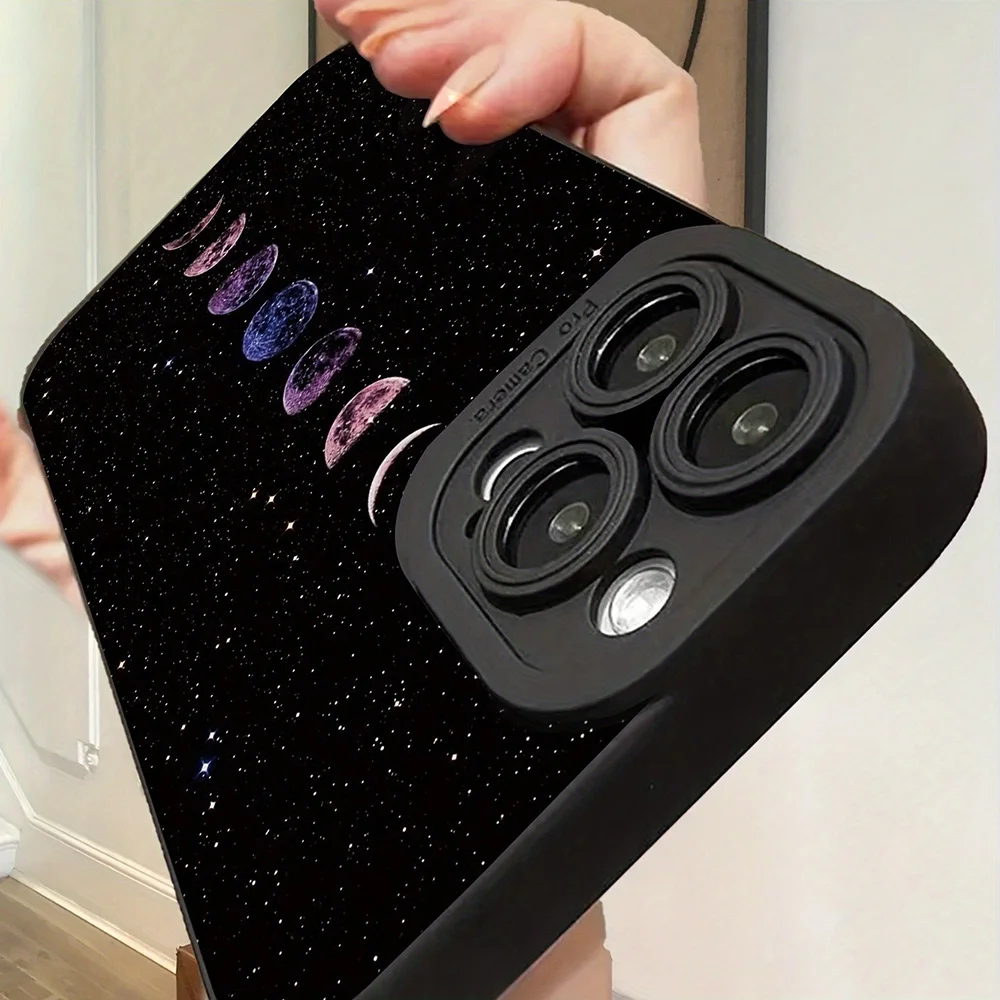 Glitter Eclipse Painted Case with Precise Hollow Moon and Star Design
