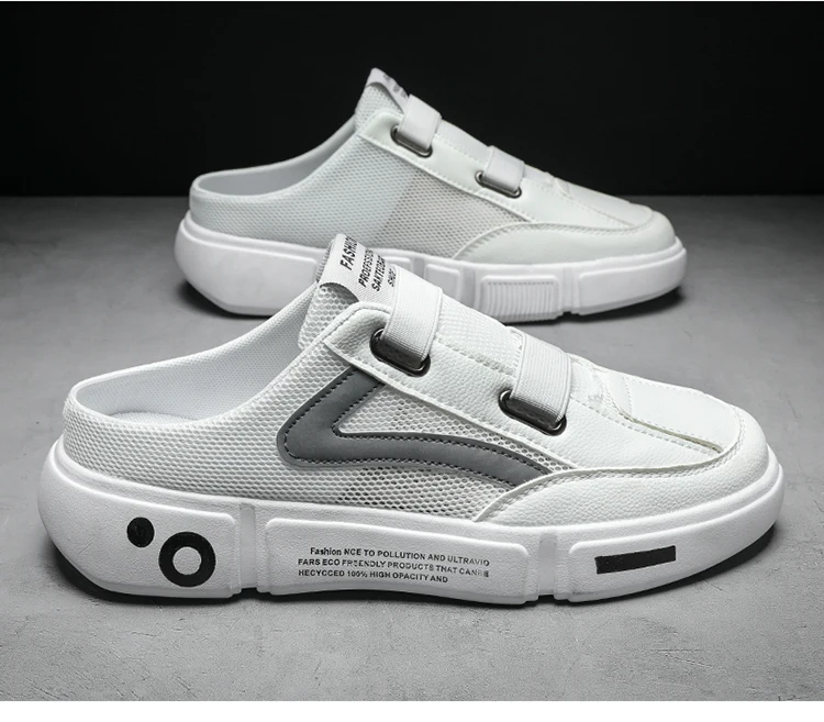 Summer Youth Trend Slipper Mesh Half Slippers Men's Casual Shoes Fashionable Light Comfortable And Breathable_voghion.com