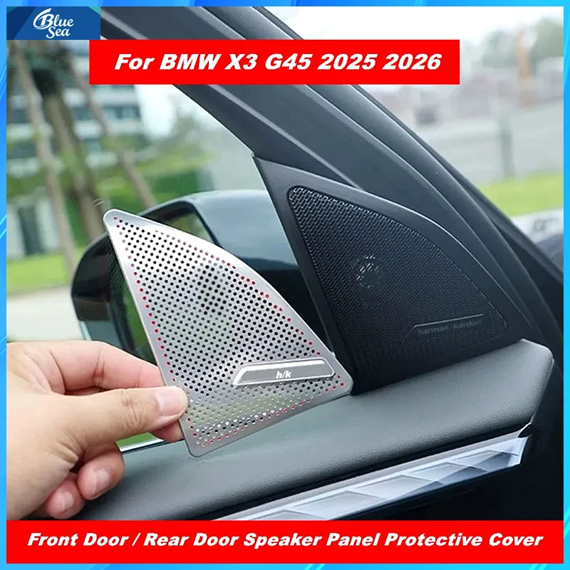 Car Front/Rear Door A Pillar Speaker Panel Metal Audio Horn Protective Cover Trim For BMW X3 G45 2025 2026 Interior Accessories