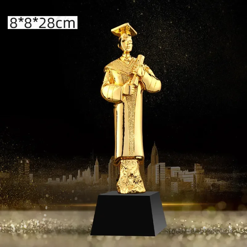 Customized Resin Trophy Student, Model Model, Crystal Base Trophy, Excellent Sculpture, Model for School and Annual Meeting, 1Pc