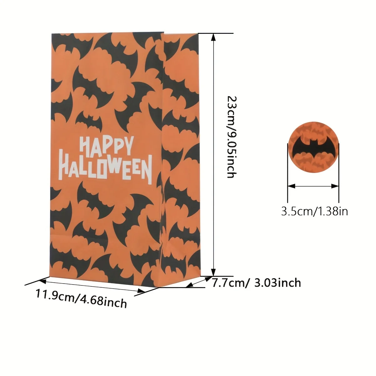 24pcs-Halloween Kraft Paper Gift Bags - for Party FavorsTrick or TreatBirthday, and Craft Supplies -24 bags+24 circular stickers