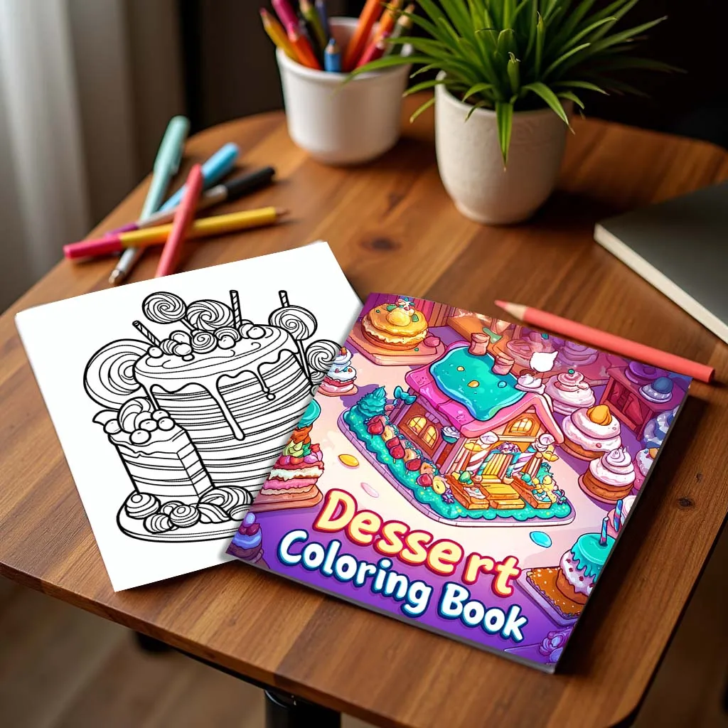 Children's Art Coloring Book 20 Pages Of Dessert Cartoon DIY Graffiti Book Drawing Book Drawing Toy For Adult Picture Book 3