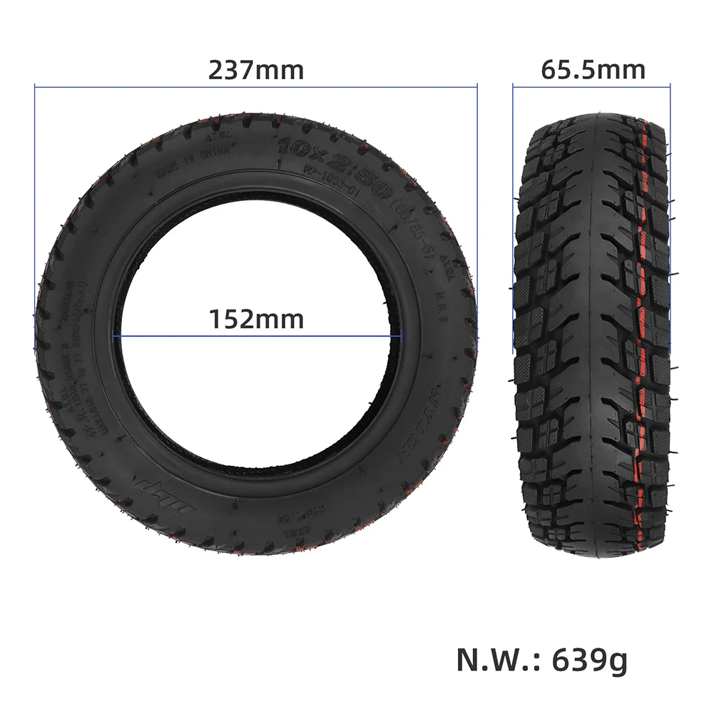 

Tubeless Tyre Solid Tire Off-road Replacement 10 Inch 10x2.50 60/85-6 640g Black Electric Skateboard Brand New