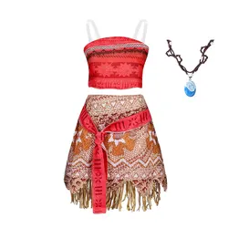 Polynesian Princess Ocean Adventure Costume for Girls - Two-Piece Dress-Up Set (Moana 04)