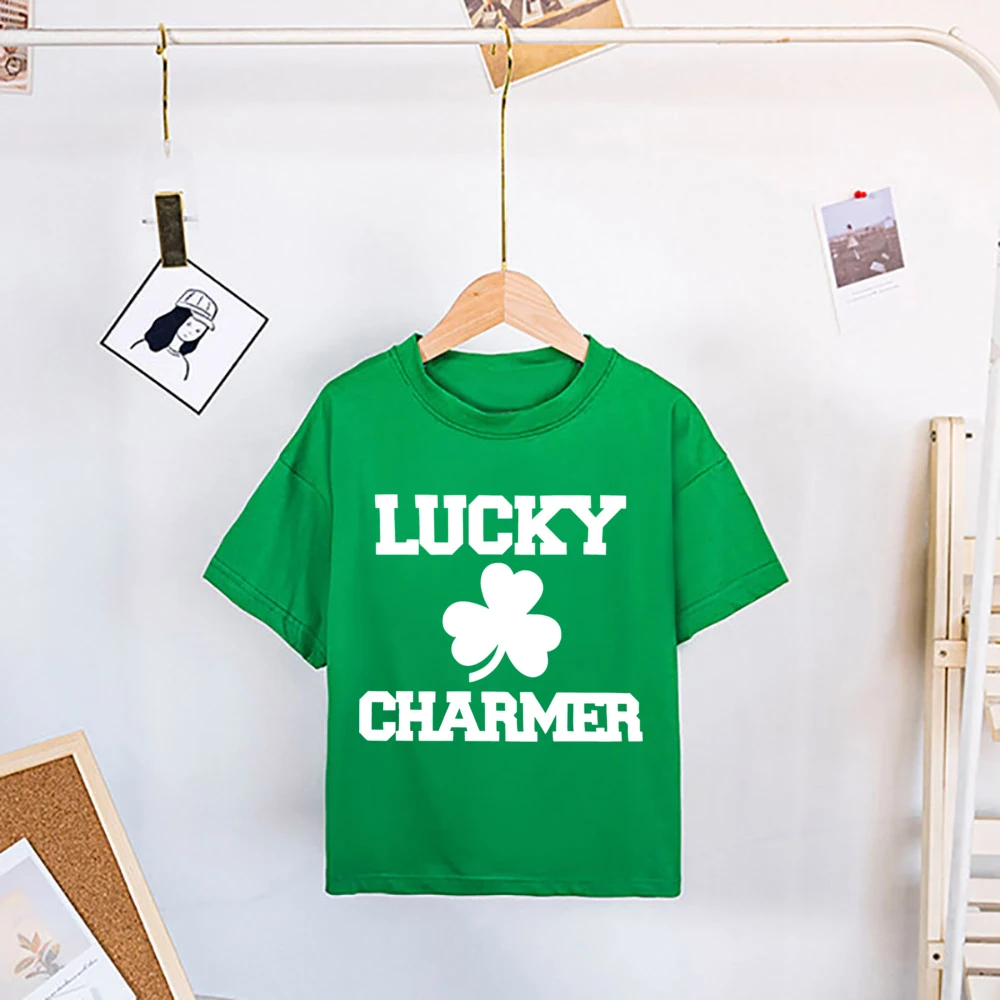 Lucky Clover Print Kids Shirt Girls Boys Clothing St. Patrick's Day Toddler Green Shirts Children T-shirt Gift Child Clothes 5
