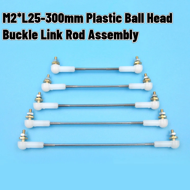 

M2*L25-300mm Plastic Ball Head Buckle Stainless Steel Pull Rod Set Tie Rod Ball Head Servo Link Rod Model Boat Connection Part