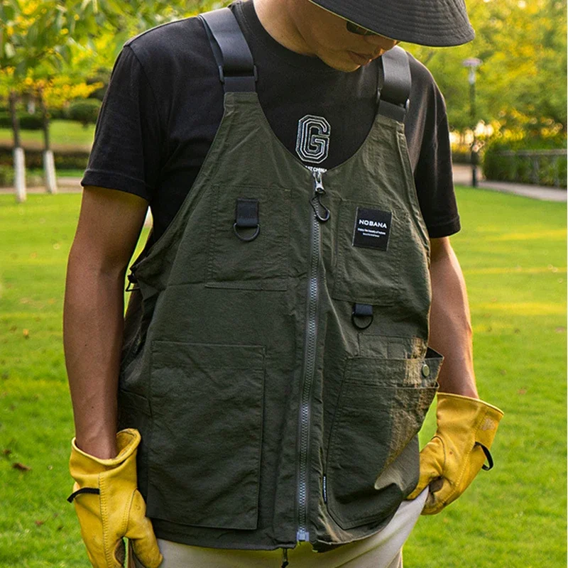 1pc Camping Vest Sleeveless Shoulder Bag Multi Pocket Clothes Supplies for Fishing Work Travel Hiking Waistcoat Jacket Unisex
