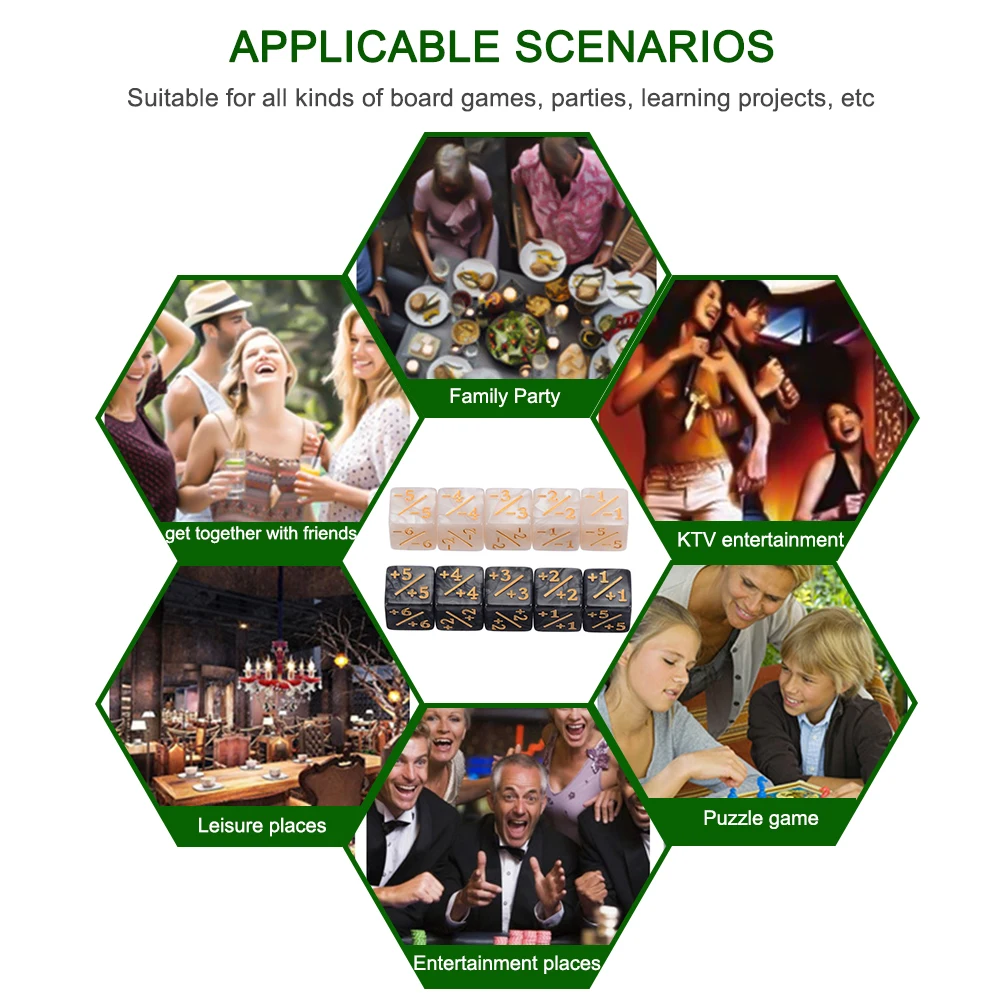 10 Pieces Counters Dice Toy Gathering Game Counters Token Dice Card Compatible with MTG/CCG/Card for Adults