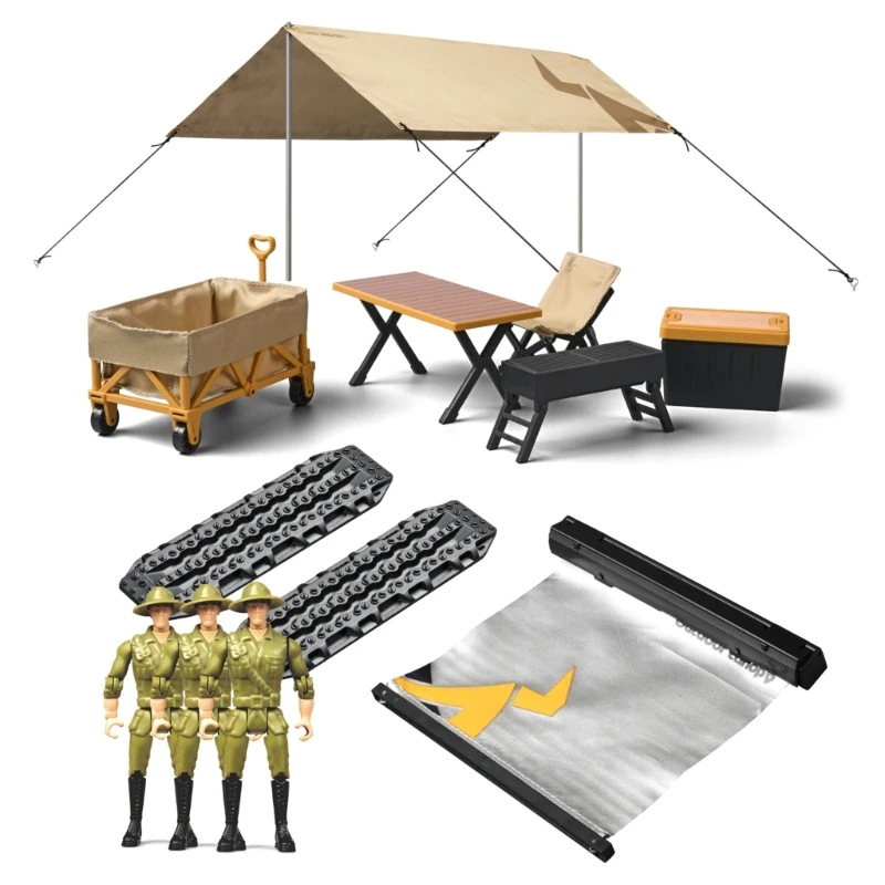 

Outdoor Camping Set for 1/12 Remote Control Car MN85K Side Awning Camping Tent Simulation Camping Gear