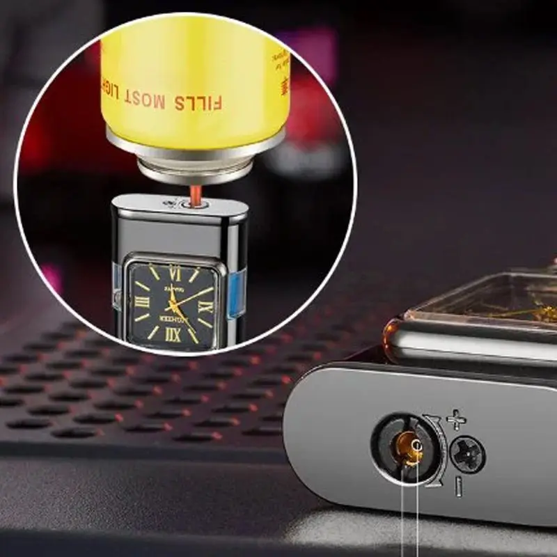 Windproof Lighter Vintage Watch Bezel Jet Dual Flame Torch Inflatable Gas Lighter Metal Quartz Dial Watch NO Gas