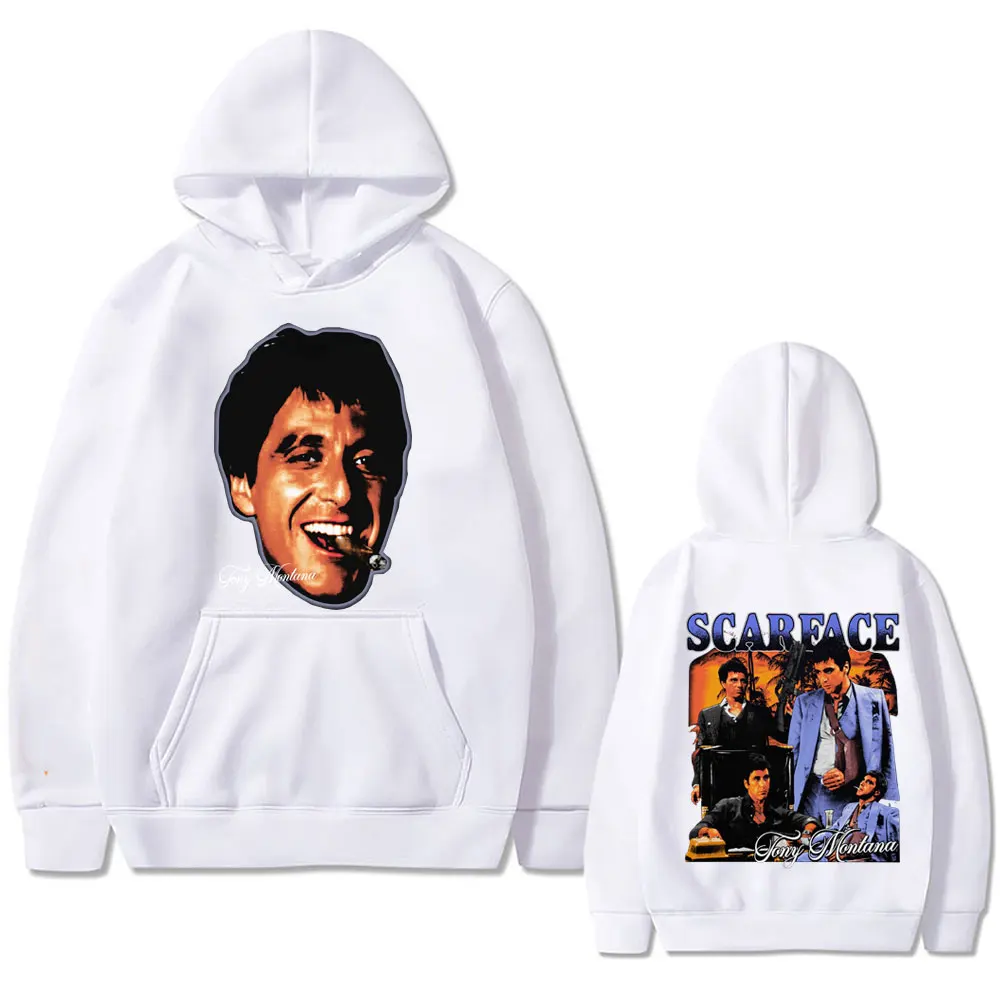 Classic Movie Scarface Al Pacino As Tony Montana Graphic Print Hoodie Male Vintage Oversized Hoodies Men Casual Rock Sweatshirt