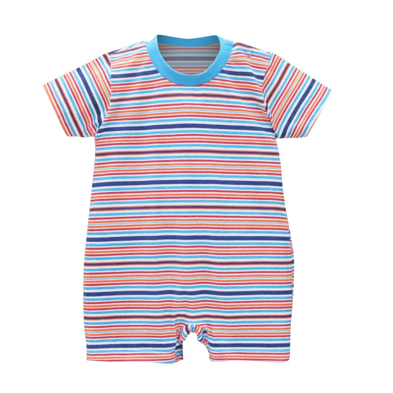 Baby Bodysuits classic Spring And Summer Boys And Girls Baby Romper Cotton One Pieces Striped Bodysuits Short Sleeve Snap Button Newborn Clothes Bamboo fiber children's clothes