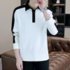High Street Casual Men Autumn Sweatshirt Top Chic Turn-down Collar Long Sleeve Loose Winter Panelled Plus Fleece Pullover Hoodie 3