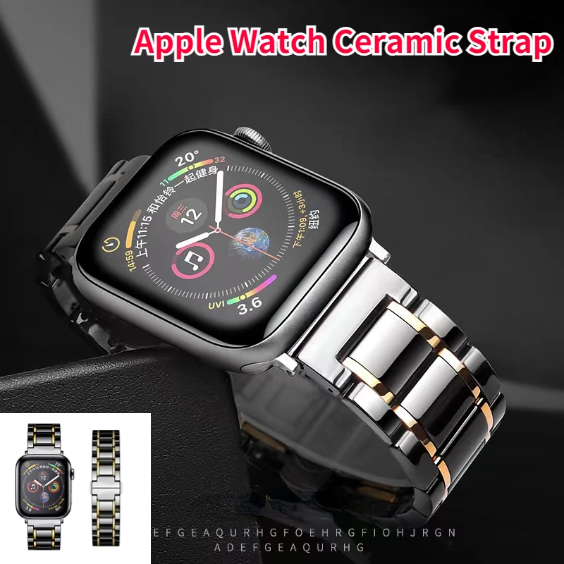

Ceramic Strap For Apple Watch Band 45mm 44mm 42mm 41mm 40mm 49mm Stainless Steel Bracelet for iwatch Ultra 8 7 6 5 4 3 SE Correa