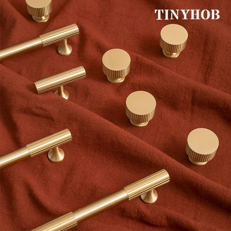 Solid Brass Drawer Knobs T bar Handle Bedroom Pulls Kitchen Cabinet Door Pull Handle Modern Style Vertical lines