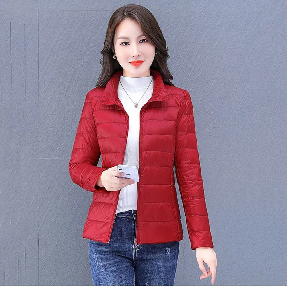 Thin Down Cotton-padded Jacket Women Spring And Autumn Zipper Loose Collar Fashion Korean Version Of Casual Short Coat Female .