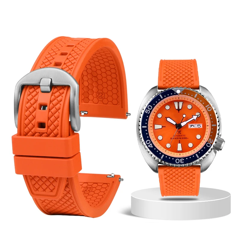 Universal Men's Silicone Dive Watch Strap – Fashionable Waffle Design in 20mm and 22mm Options