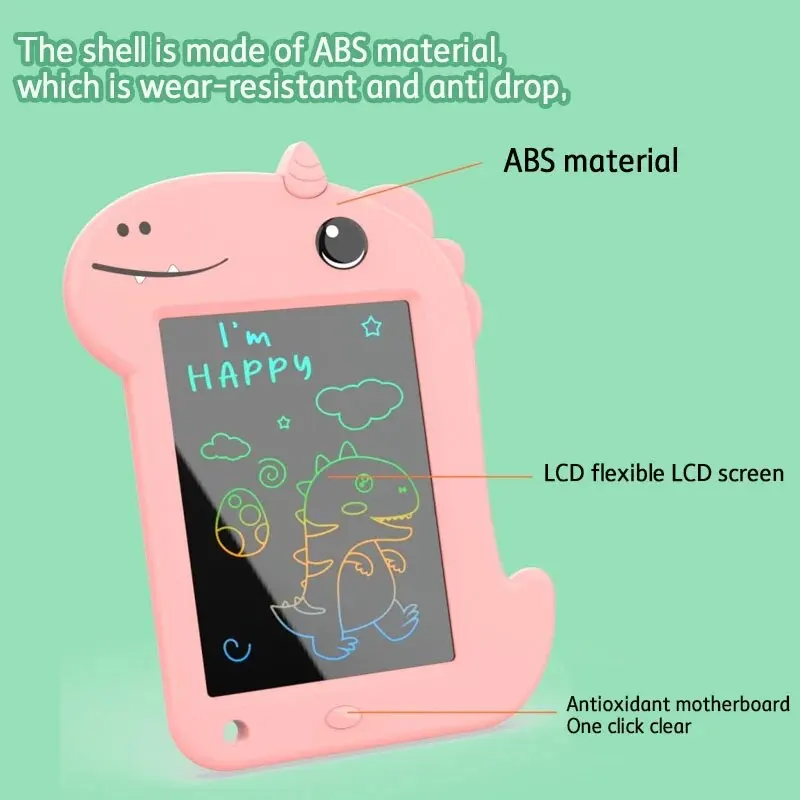 6.8 Inch LCD Writing Note Board Cartoon One-horned Dinosaur Colorful Erasable Drawing Tablets Painting Tool Funny Graffiti Toy 3