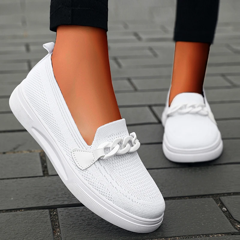 Fashion Women Shoes Platform Chain Women Sneakers Soft Bottom Slip On  Casual Summer Shoes For Women Walking Shoes - AliExpress