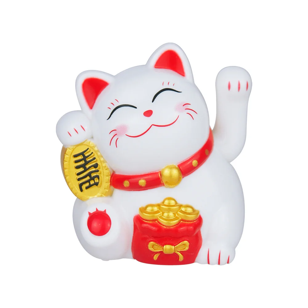 

Lucky Cat Decoration Mini Solar Automatic Waving Fortune Figurine Cat Car Decoration Statue Home Desktop Auto Interior Ornament