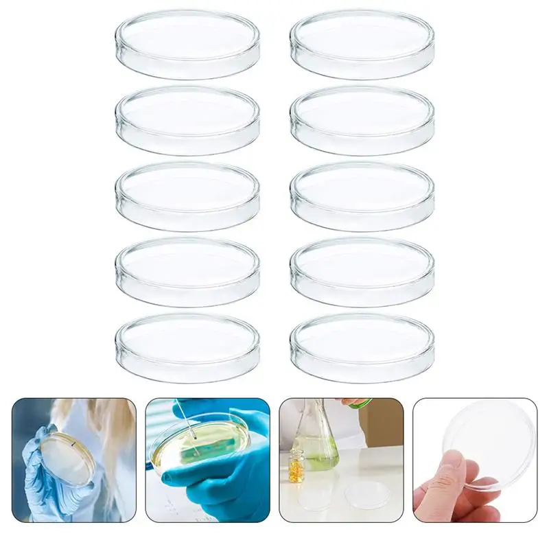 

10Pcs Petri Dishes With Lid Clear Cell Tissue Petri Plates Laboratory Supplies Laboratory Biological Scientific School Culture