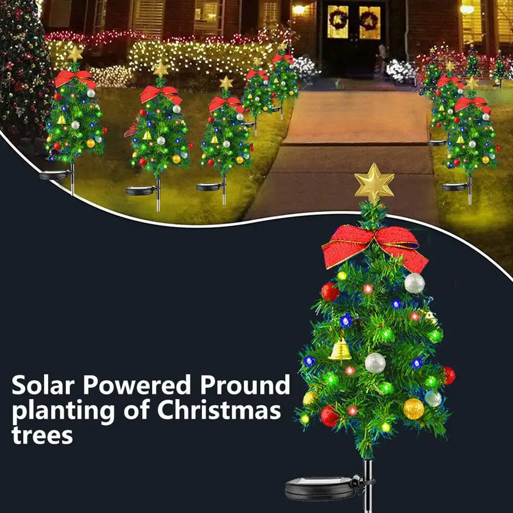 

1PCS Led Four Color Christmas Tree Ground Lamp Outdoor Lamp Garden Courtyard Landscape Lawn Christmas Decoration B6F1