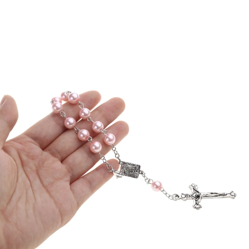 Mini Rosary Baptism Favor 11-Bead Pearl Finger Rosaries Weddings Party Favor Baptism Rosary Finger Baptism Rosaries DropShip