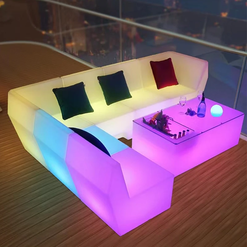 Led outdoor light sofa coffee table combination simple modern outdoor courtyard open air net red bar table coffee