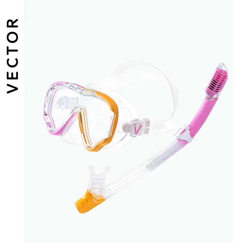 VECTOR Professional Snorkel Diving Mask and Snorkels Goggles Glasses Diving Swimming Easy Breath Tube Set Snorkel Mask 2