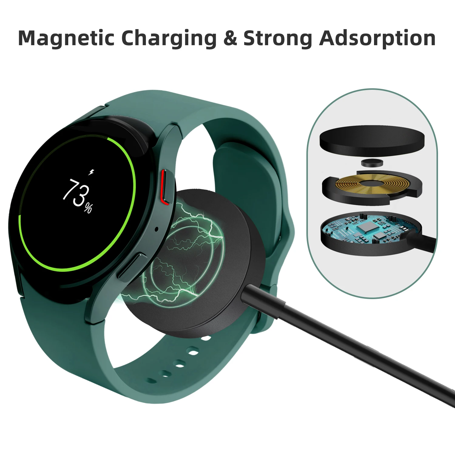 Aluminum Alloy Replacement Charger for Samsung Galaxy Watch 7/6/6 Classic/5/5 Pro/Ultra/FE USB Smartwatch Charging Dock
