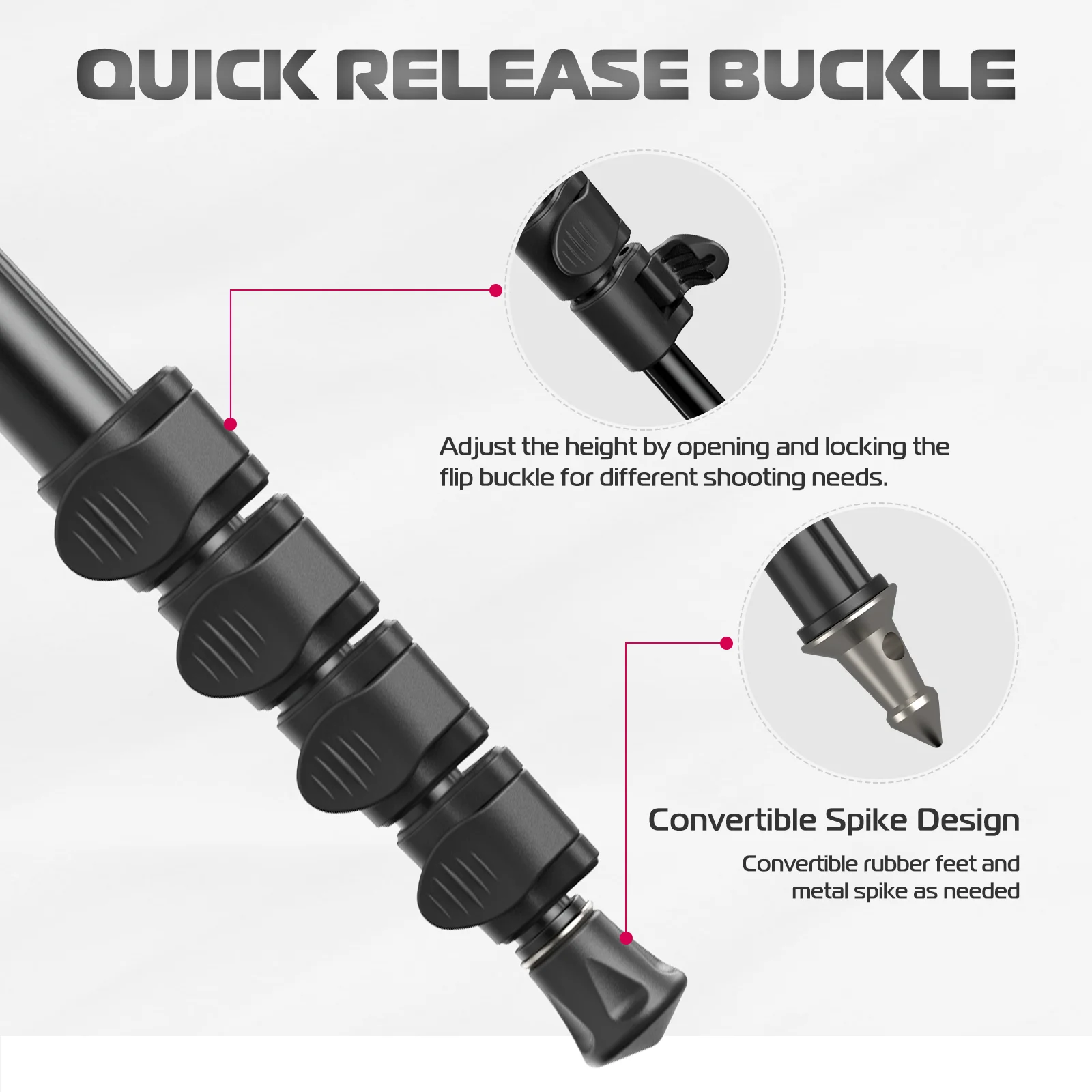 Ulanzi TB12 Aluminium Monopod Tripod Stand DSLR Camera Sony Portable Lightweight 5 Sections Extendable Climbing Pole Tripod camera tripod photography tripod extendable tripod metal tripod