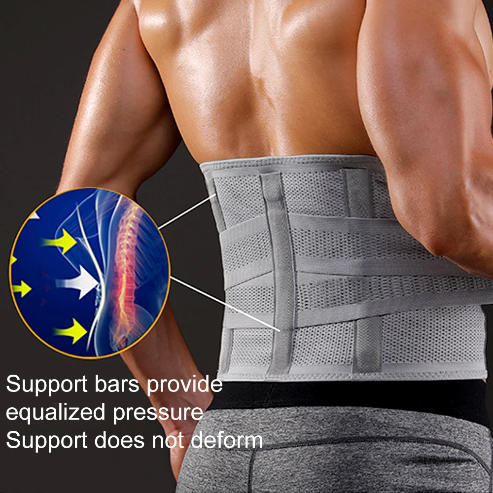Lumbar Support Belt Lumbosacral Back Brace – Ergonomic Design and Breathable Material - Lower Back Pain Relief Warmer Stretcher