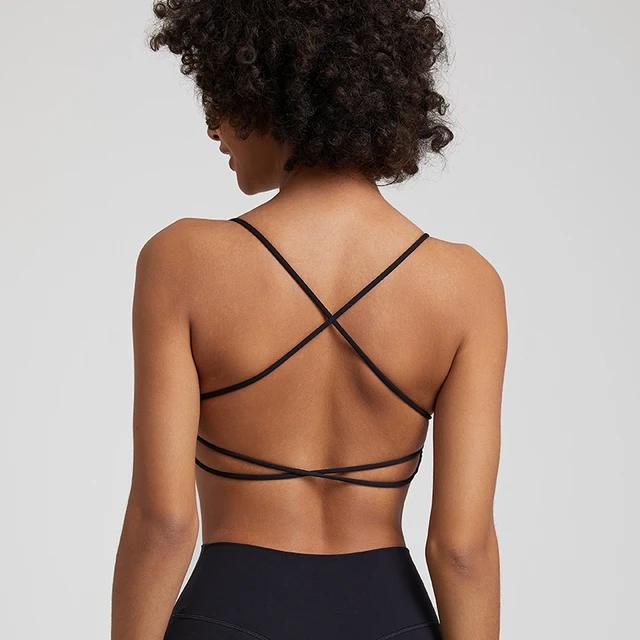 Women Sports Bra Sexy Cross Straps Back Fitness Bralette High Impact Gym Yoga Workout Crop Top Vest Push Up Running Underwear 2