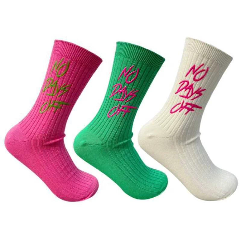 

Alphabet men's and women's mid-tube cotton socks double needle socks simple sports street skateboarding socks