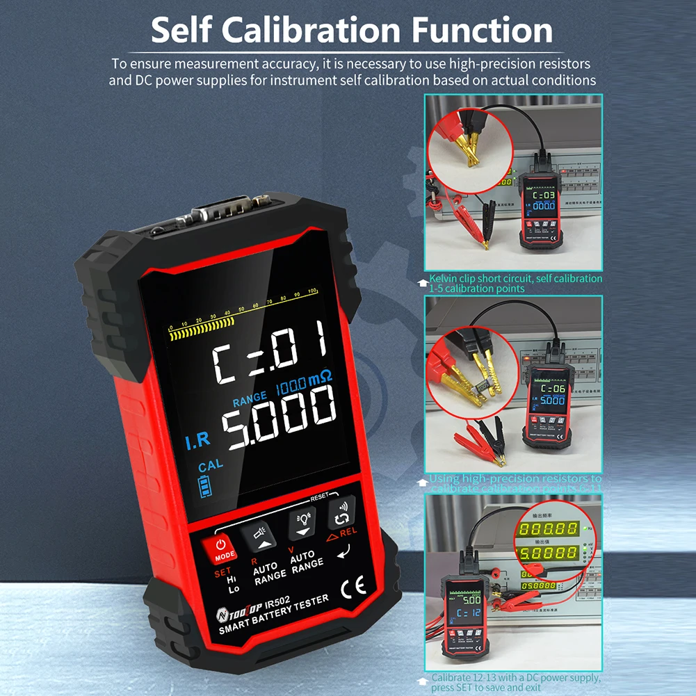 리튬 니켈 카드뮴 배터리 내부 저항 계량기, 교정 가능, 4 선 테스트 도구, IR500, IR502, 120V, 0.000mw-500w