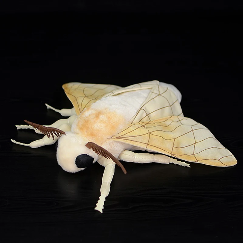 Lifelike Silkworm Moth Plush Toys Soft Insect Rosy Maple Moth Bee Pink Orchid Mantis Beetle Stuffed Animals Toy Gifts