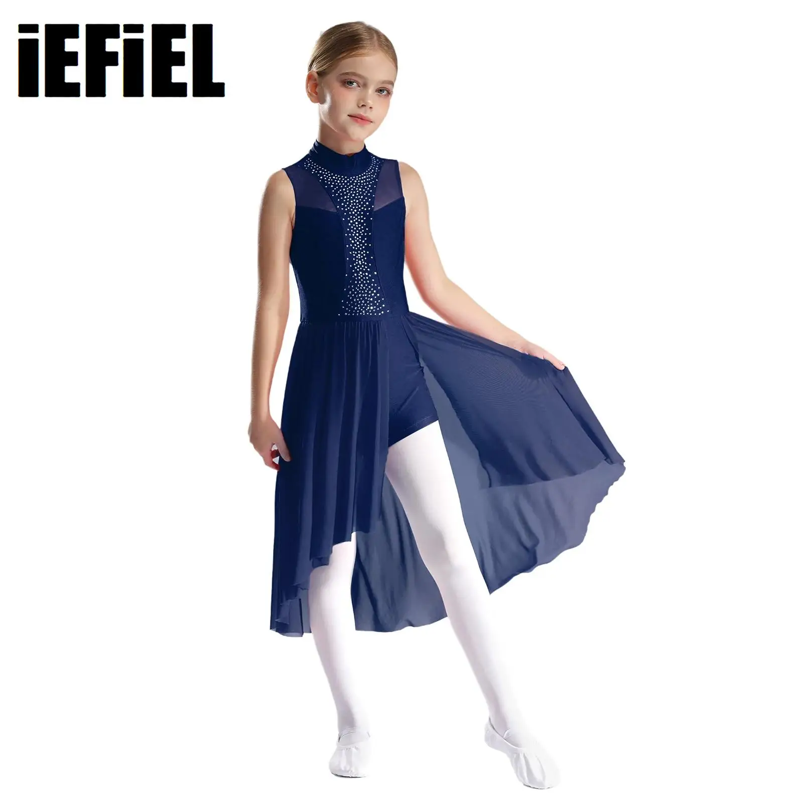 Girls Dance Dress Kids Figure Skating Sparkly