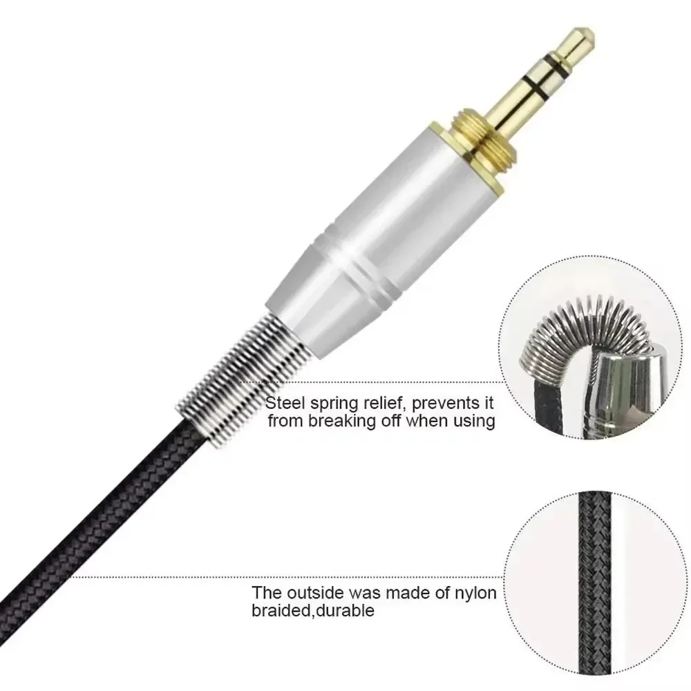 6.35mm Replacement Nylon Braided Cable Extension Cord for Audio-Technica ATH-PRO5X Headphones