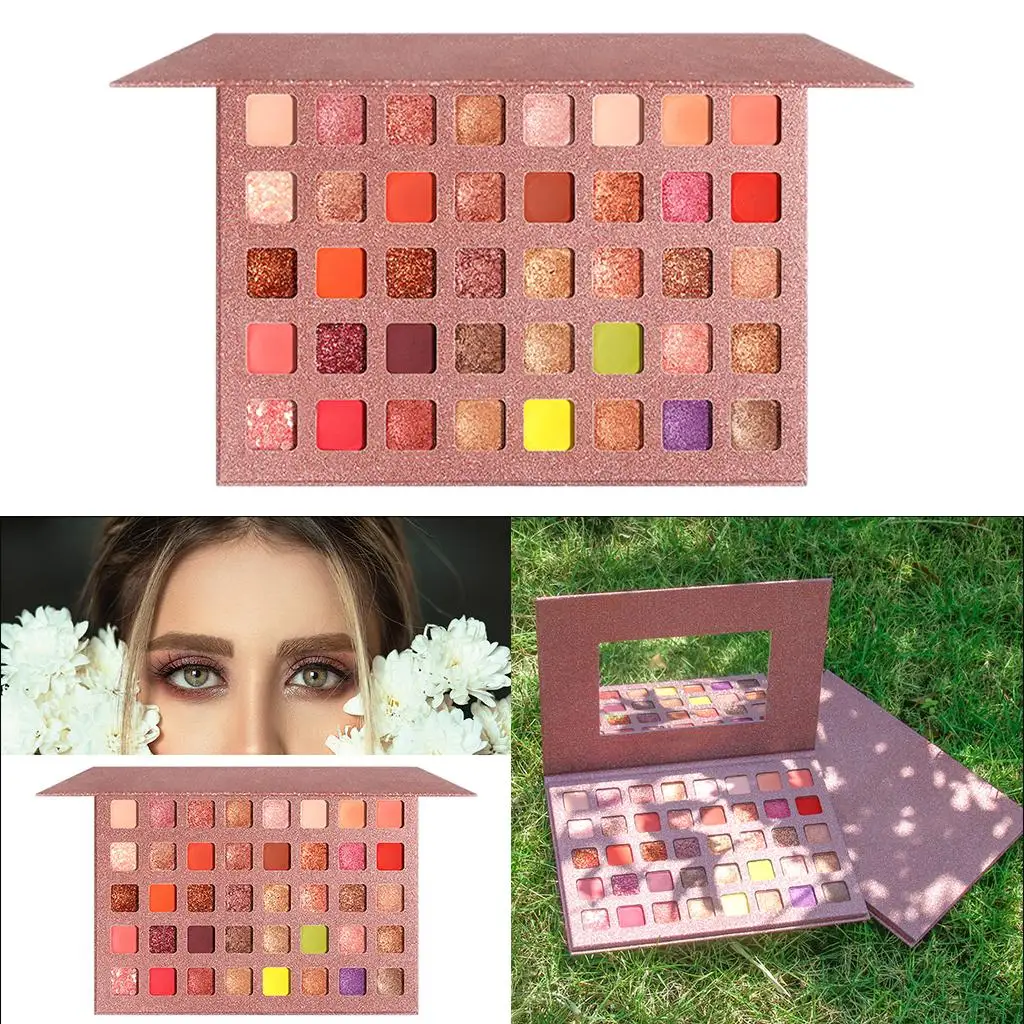 40 Colors Eyeshadow Foldable Case Colorful Smooth Blended Festival Gift Vibrant Colors Matte Shimmer Glitter Women