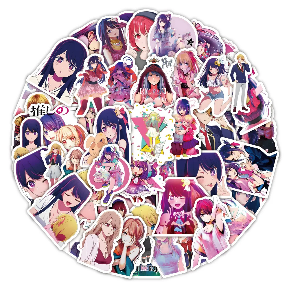 

50pcs Cute Oshi No Ko Anime Stickers for Kids Toys Waterproof Graffiti Stationery Laptop Diary Kawaii Cartoon Sticker Pack