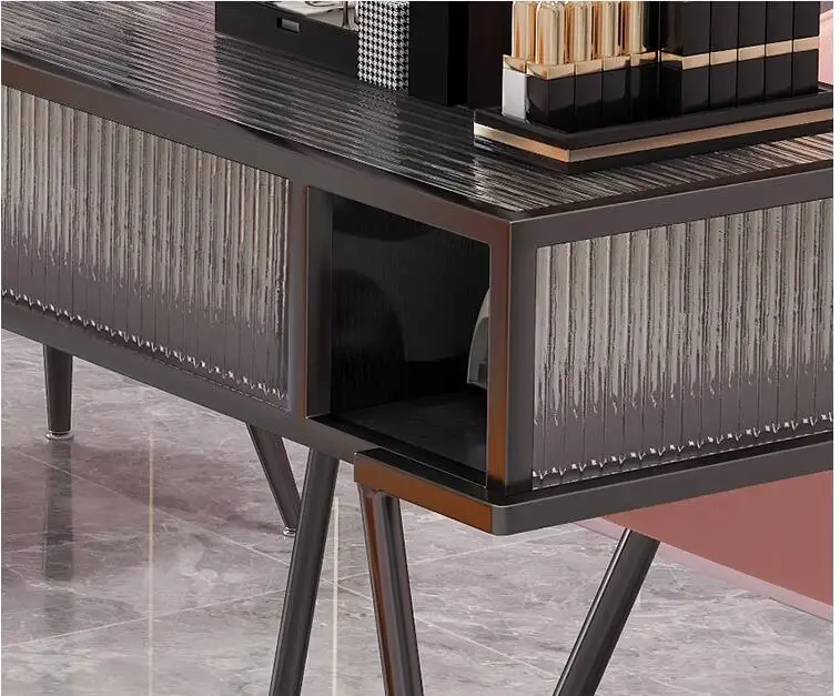 Manicure table Vacuuming simple nail salon special table customer chair Glass manicure double chair set