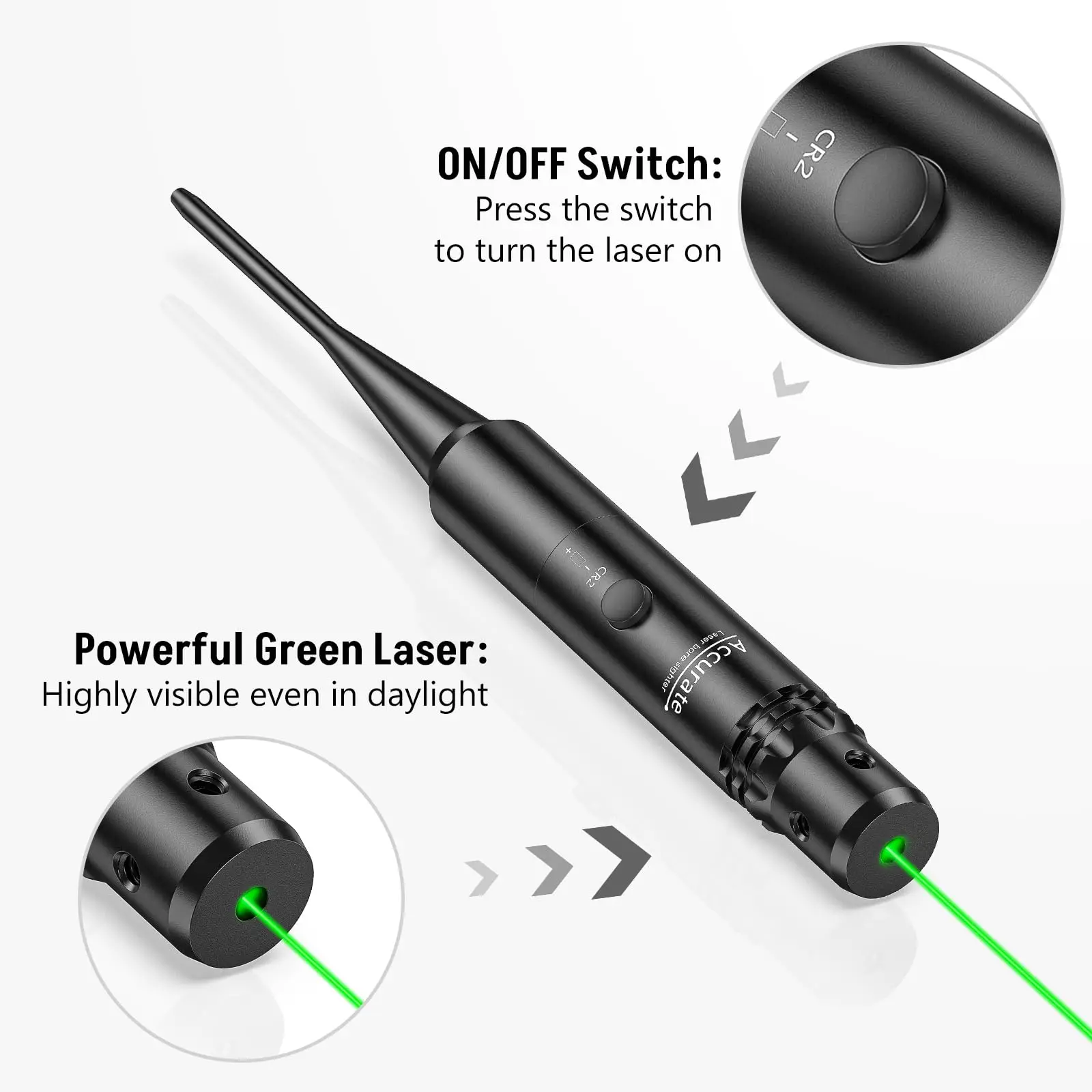 MidTen Green Laser Bore Sight Kit with Button Switch Professional Sighter with 32 Adapters for 0.17 to 12GA Calibers