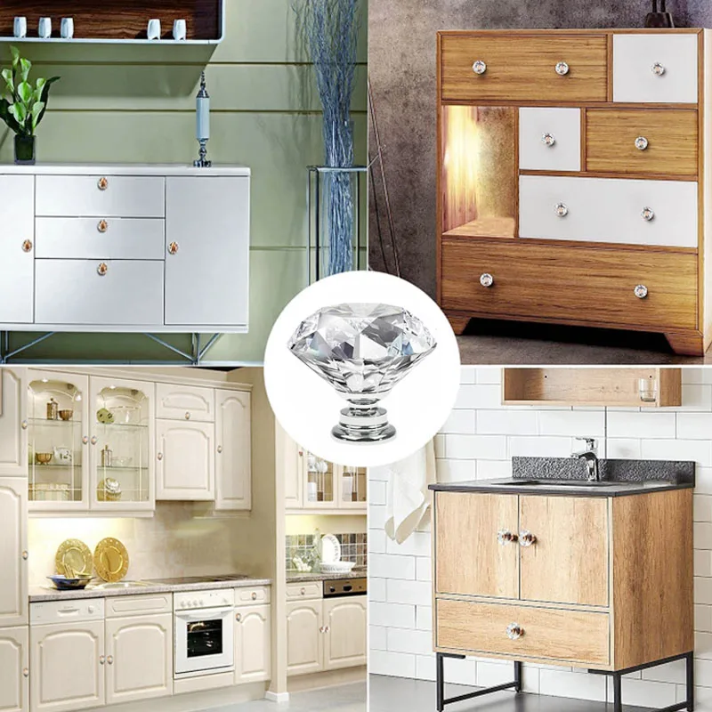 Diamond Shape Design Colorful Crystal Plastic Knobs Cupboard Drawer Pull Door Kitchen Cabinet Wardrobe Handles 1pc furniture handles kitchen door handles