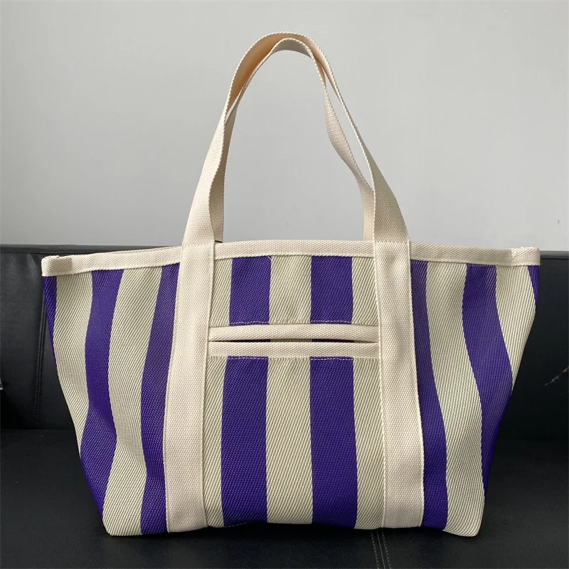 23 Colors French Designer Letter Printing Woven Tote Bag for Women Canvas Shopping Bag Fashion Striped Patchwork Grass Woven Bag